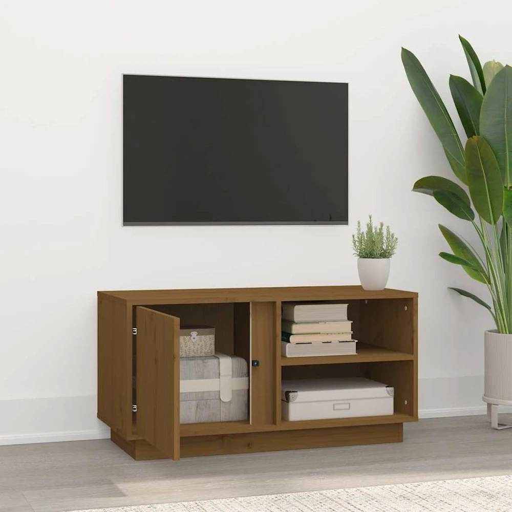 TV staliukas Televizoriaus spintelė, medaus ruda, 80x35x40,5cm, pušis