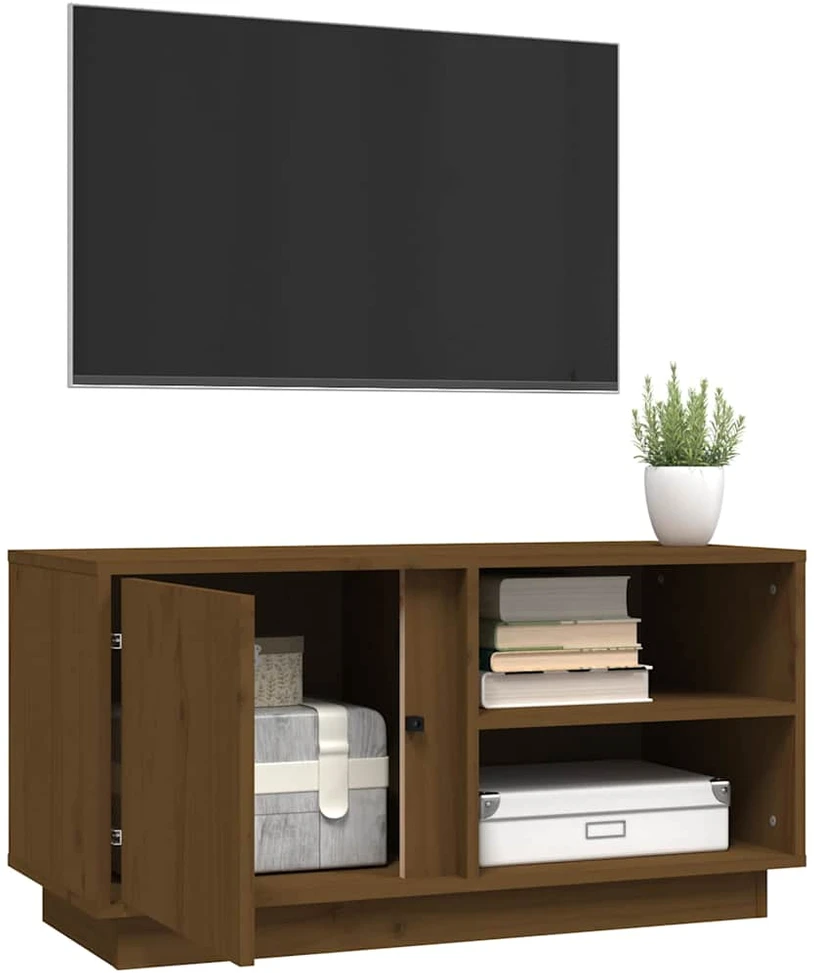 TV staliukas Televizoriaus spintelė, medaus ruda, 80x35x40,5cm, pušis