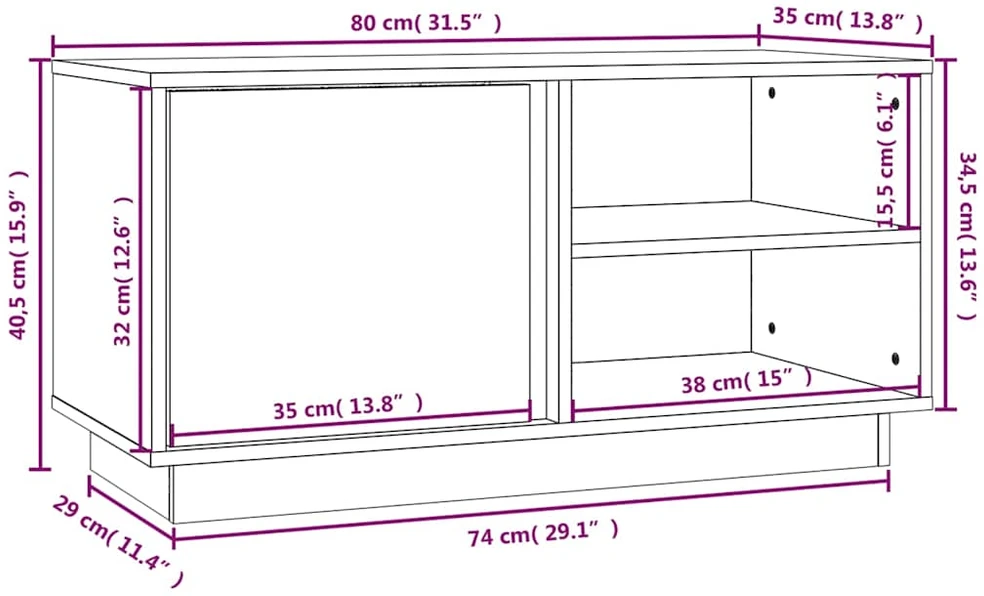 TV staliukas Televizoriaus spintelė, medaus ruda, 80x35x40,5cm, pušis