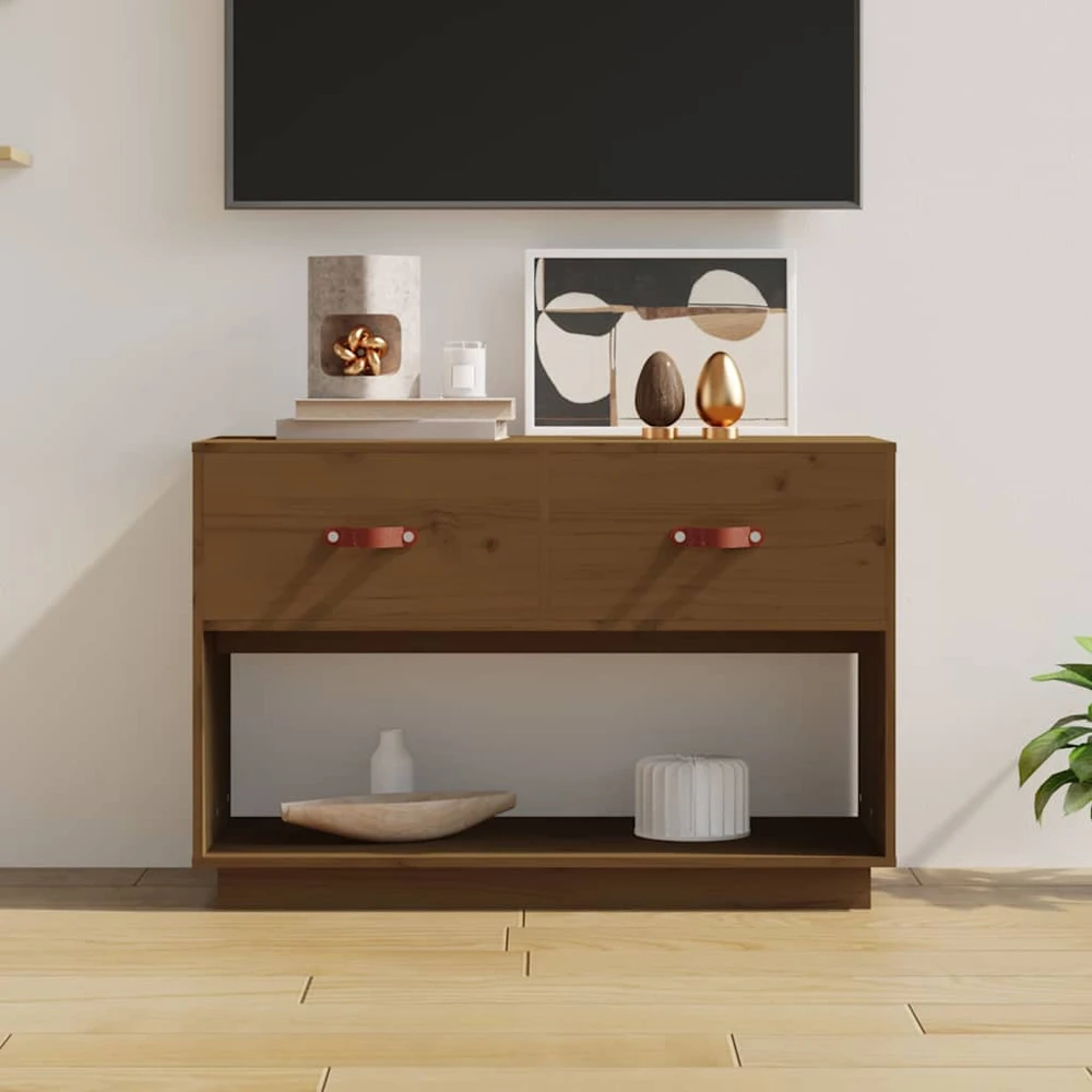 TV staliukas Televizoriaus spintelė, medaus ruda, 90x40x60cm, pušies masyvas