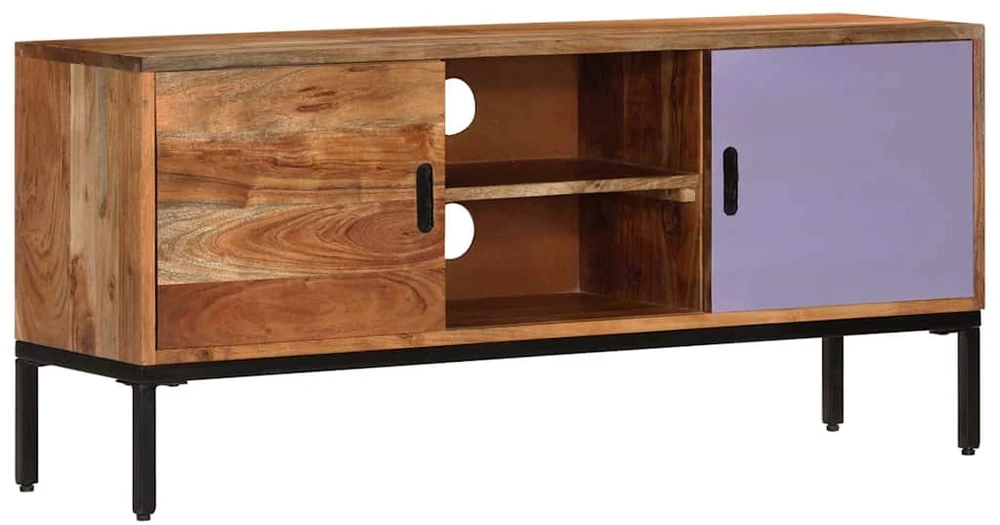 TV staliukas Televizoriaus spintelė, medaus ruda/pilka, 110x30x50cm, akacija