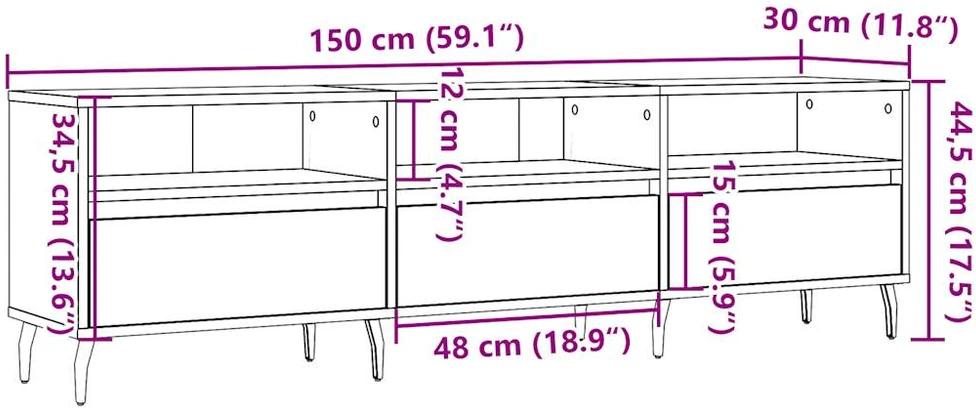 TV staliukas Televizoriaus spintelė, medienos, 150x30x44,5cm, mediena