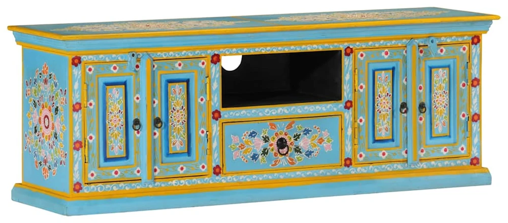 TV staliukas Televizoriaus spintelė, mėlyna, 110x30x40cm, mango masyvas