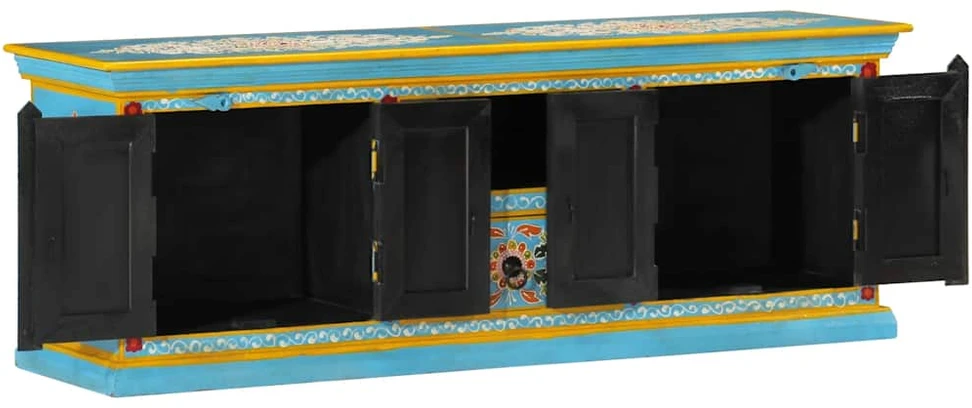 TV staliukas Televizoriaus spintelė, mėlyna, 110x30x40cm, mango masyvas