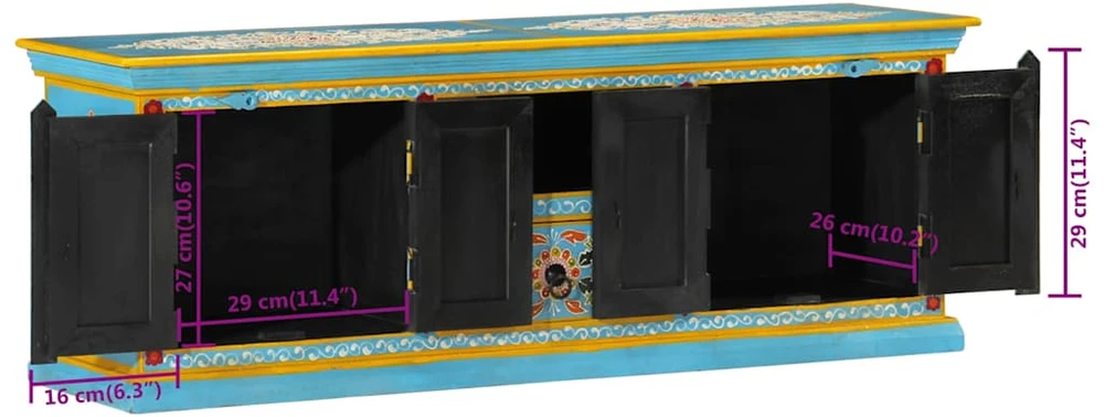 TV staliukas Televizoriaus spintelė, mėlyna, 110x30x40cm, mango masyvas