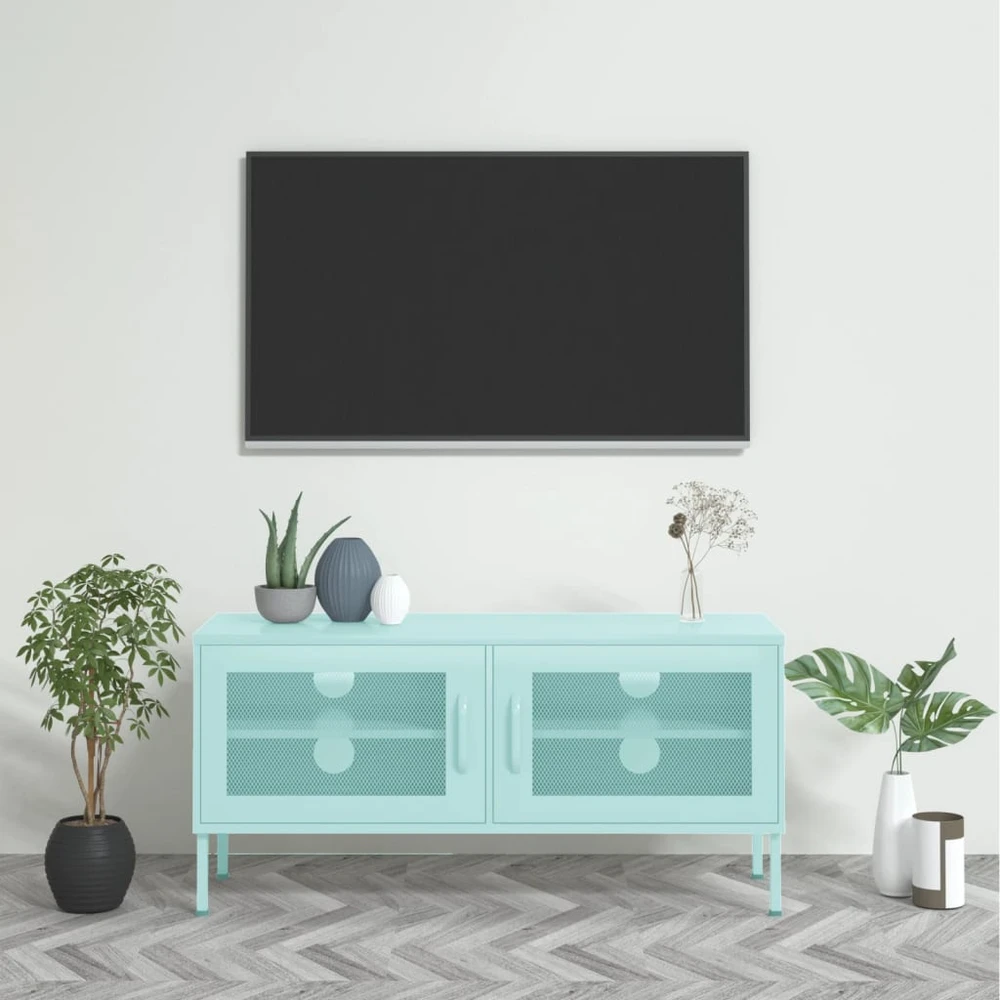 TV staliukas Televizoriaus spintelė, mėtinės spalvos, 105x35x50cm, plienas