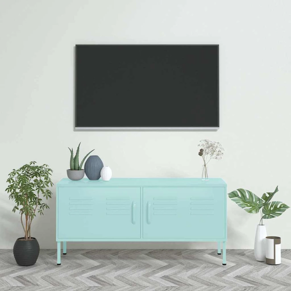 TV staliukas Televizoriaus spintelė, mėtinės spalvos, 105x35x50cm, plienas