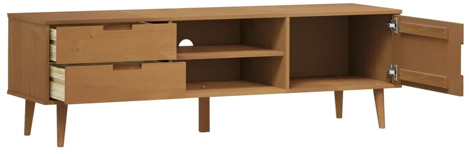 TV staliukas Televizoriaus spintelė MOLDE, ruda, 158x40x49cm, pušies masyvas