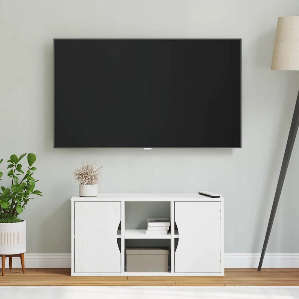 TV staliukas Televizoriaus spintelė, ODDA, balta, 79x24x40cm, pušies masyvas