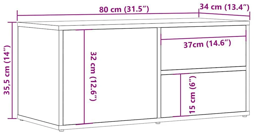 TV staliukas televizoriaus spintelė Old Wood 80x34x35,5 cm Engineered Wood