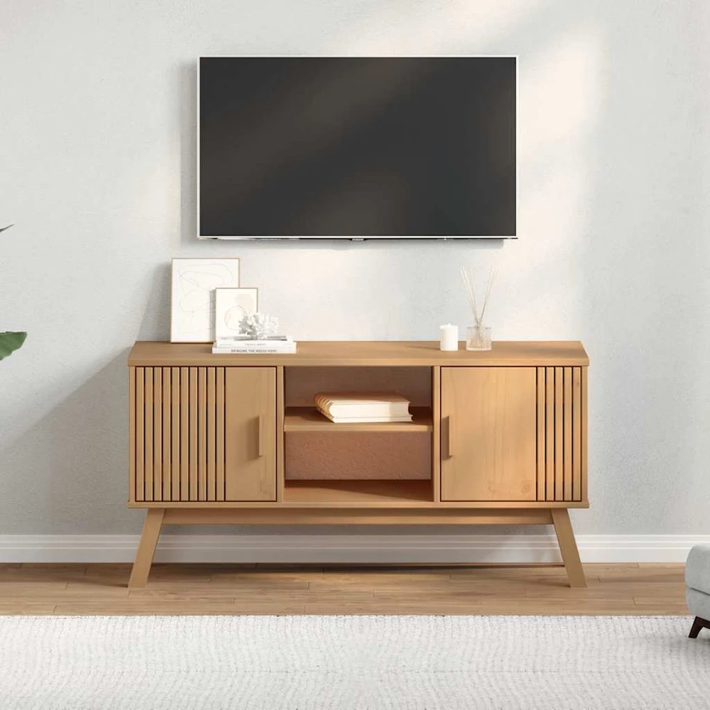 TV staliukas Televizoriaus spintelė OLDEN, ruda, 114x43x57cm, pušies masyvas