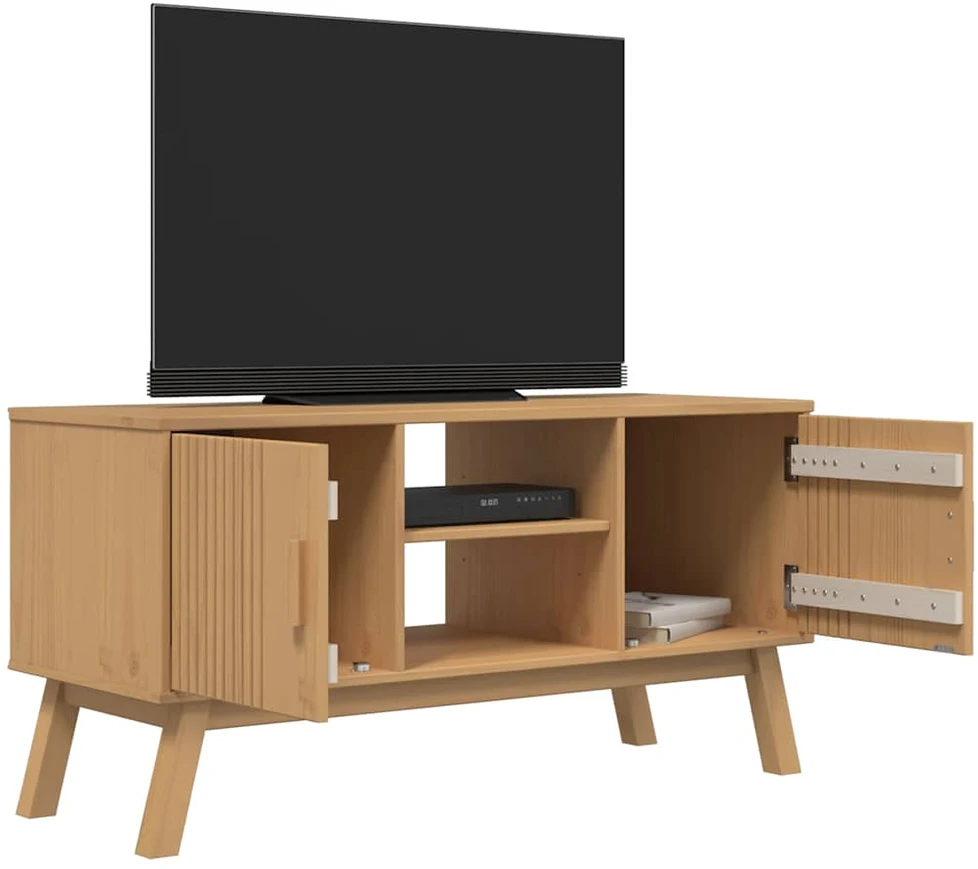 TV staliukas Televizoriaus spintelė OLDEN, ruda, 114x43x57cm, pušies masyvas