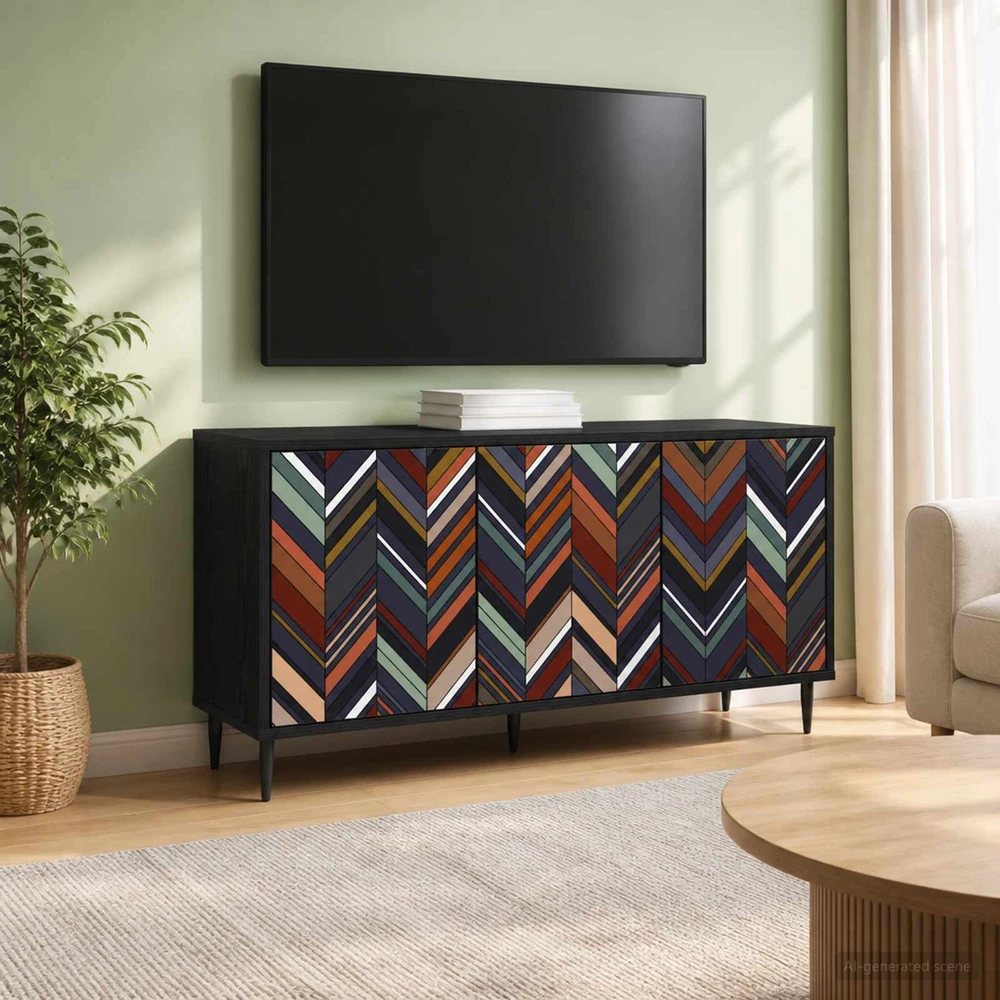 TV staliukas Televizoriaus spintelė OMMEN 102 x 33 x 51 cm Juodojo ąžuolo