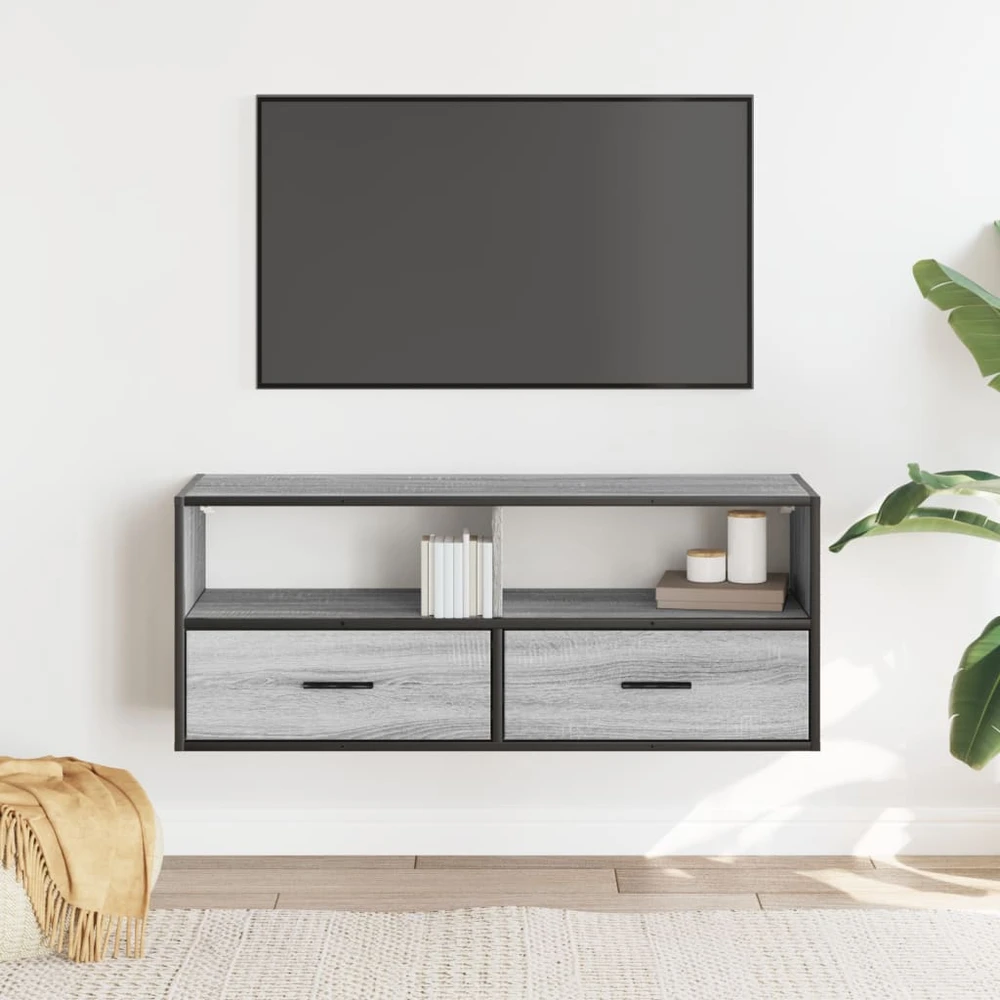 TV staliukas Televizoriaus spintelė, pilka, 100x31x39,5cm, mediena/metalas