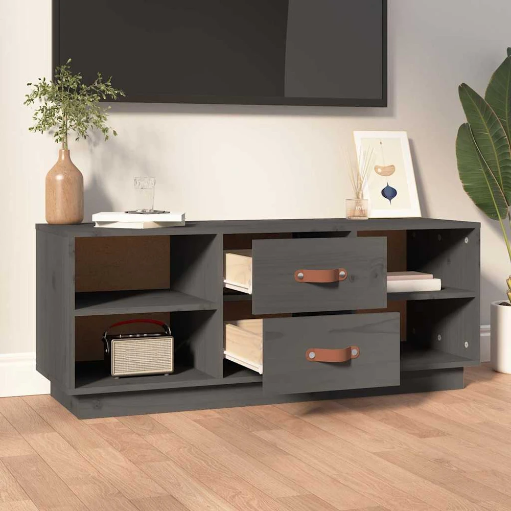 TV staliukas Televizoriaus spintelė, pilka, 100x34x40cm, pušies masyvas