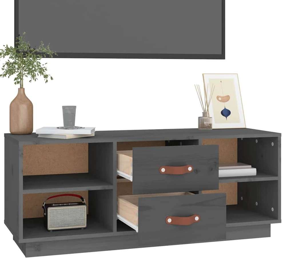 TV staliukas Televizoriaus spintelė, pilka, 100x34x40cm, pušies masyvas