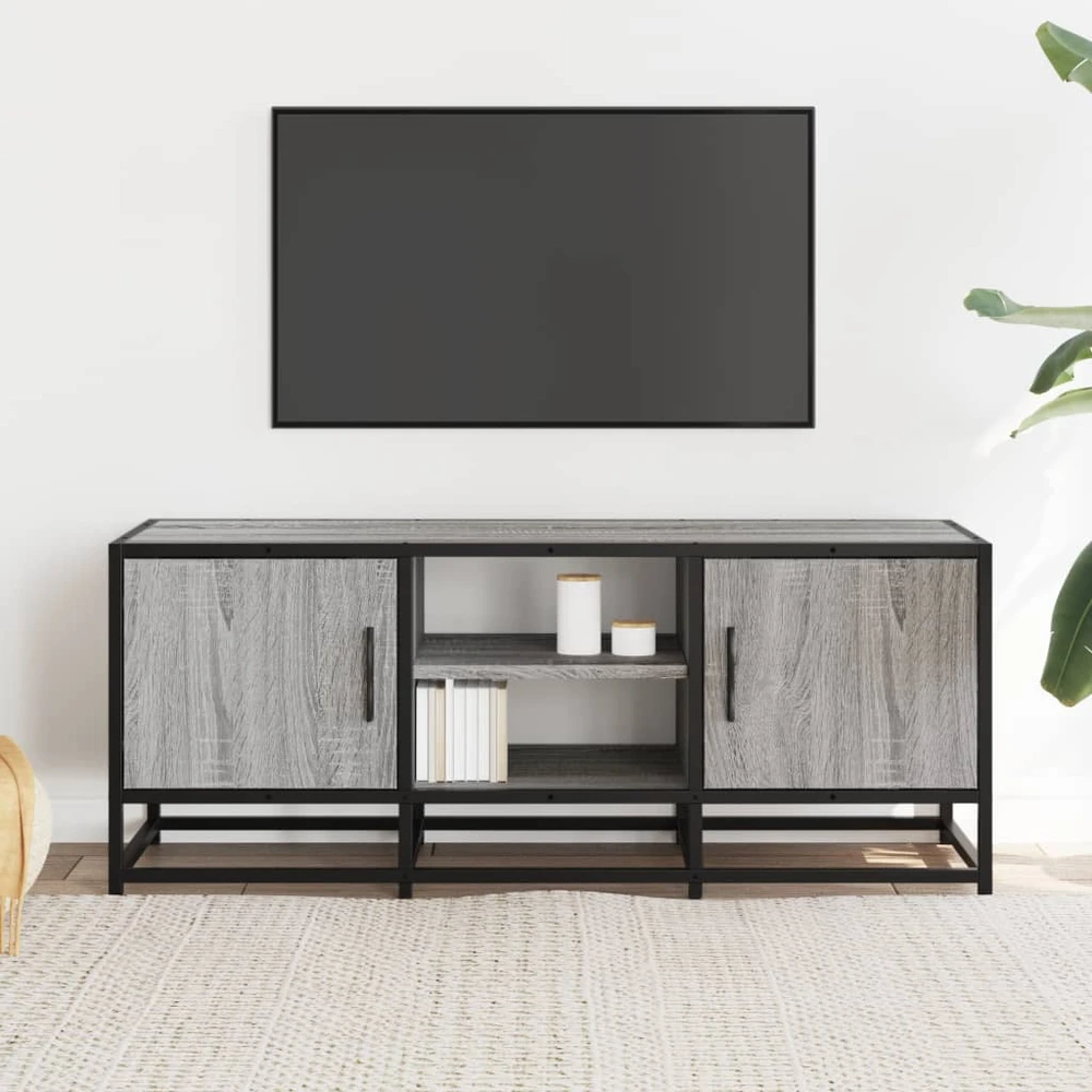 TV staliukas Televizoriaus spintelė, pilka, 100x35x41cm, mediena ir metalas