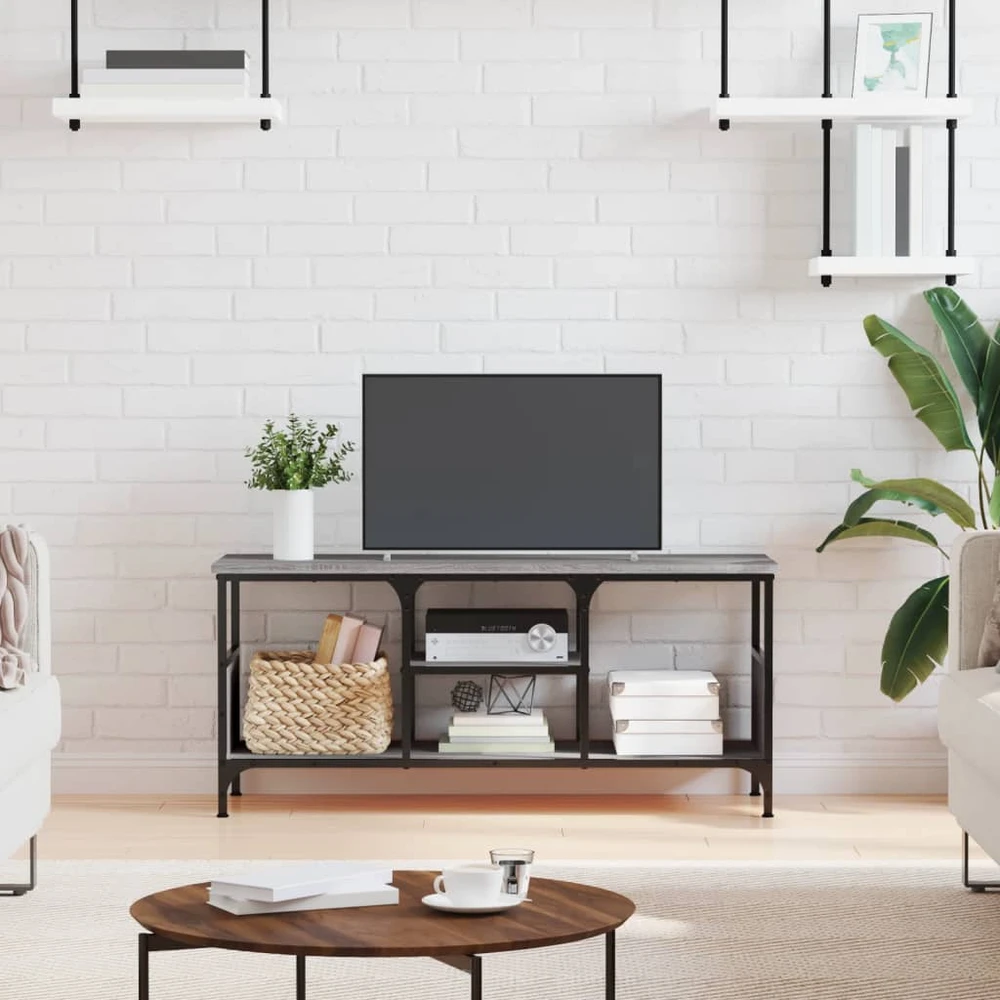 TV staliukas Televizoriaus spintelė, pilka, 100x35x45cm, mediena ir geležis