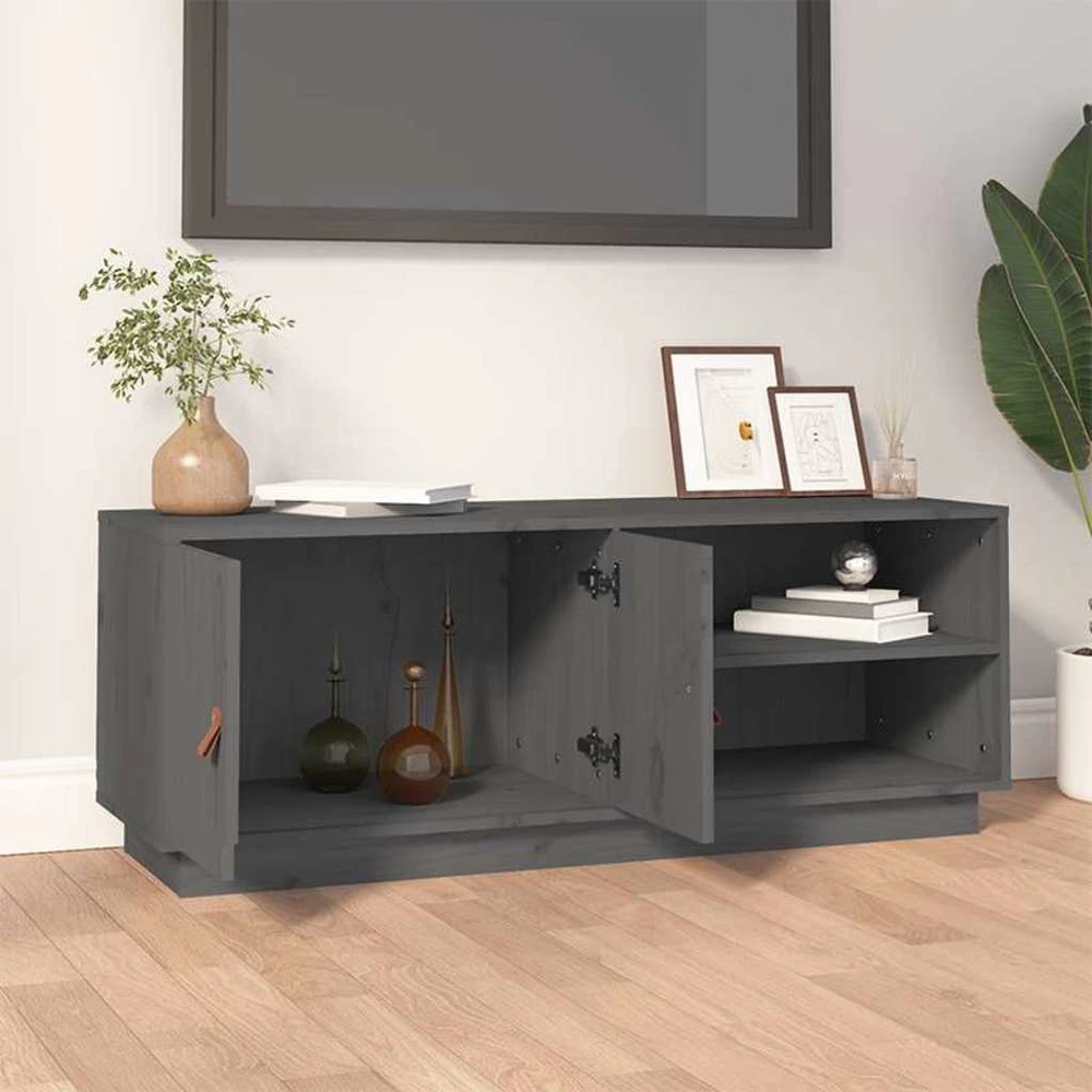 TV staliukas Televizoriaus spintelė, pilka, 105x34x40cm, pušies masyvas