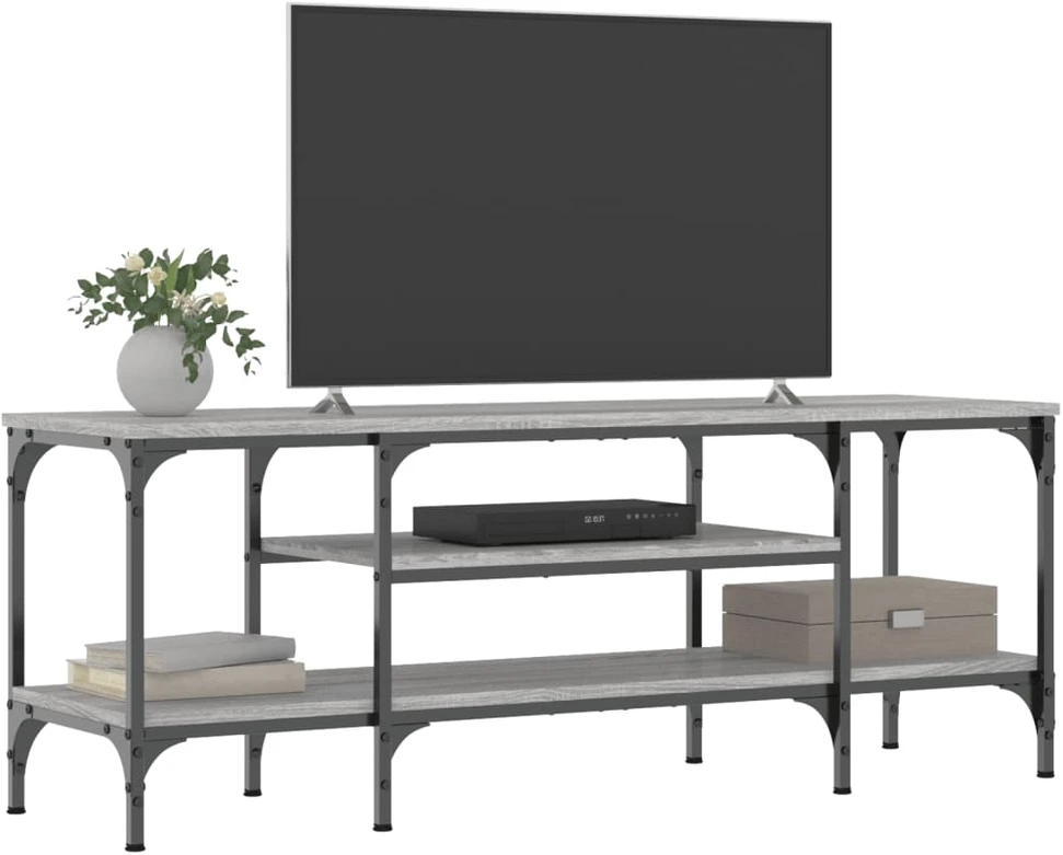TV staliukas Televizoriaus spintelė, pilka, 121x35x45cm, mediena ir geležis