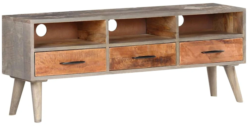 TV staliukas Televizoriaus spintelė, pilka, 130x35x51cm, mango masyvas