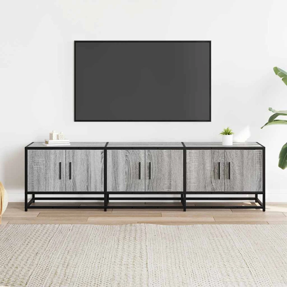 TV staliukas Televizoriaus spintelė, pilka, 150x35x41cm, mediena ir metalas