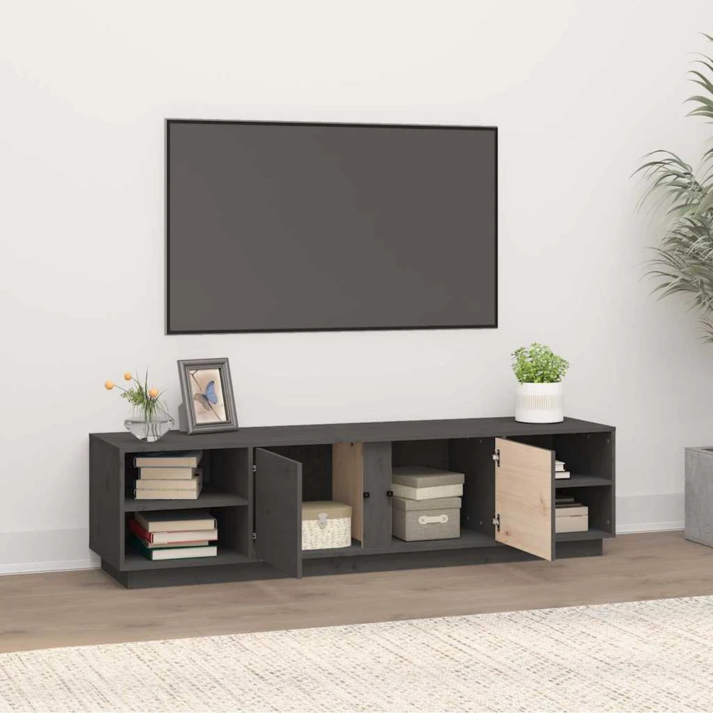TV staliukas Televizoriaus spintelė, pilka, 156x40x40cm, pušies masyvas