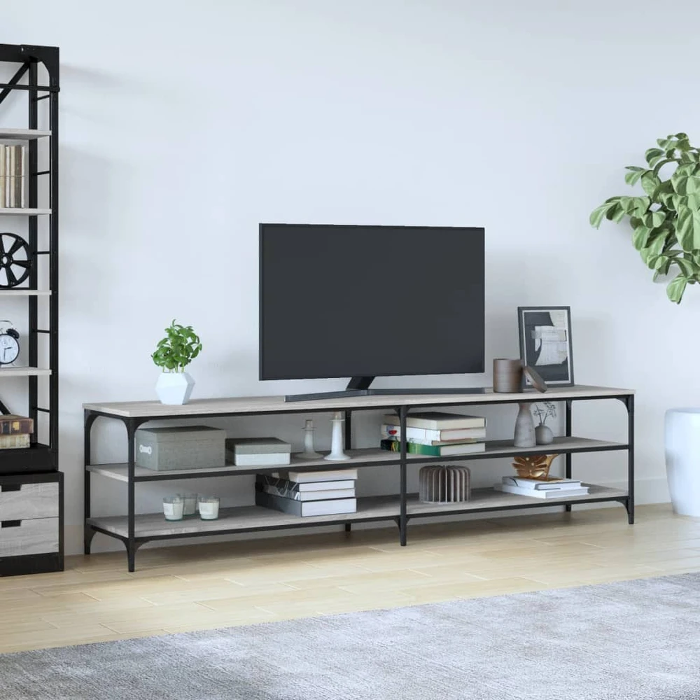 TV staliukas Televizoriaus spintelė, pilka, 200x30x50cm, mediena ir metalas