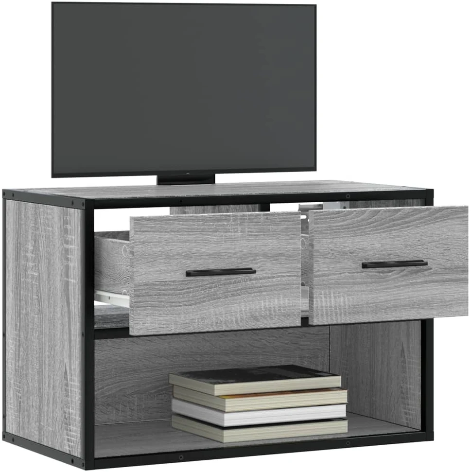 TV staliukas Televizoriaus spintelė, pilka, 60x31x39,5cm, mediena ir metalas