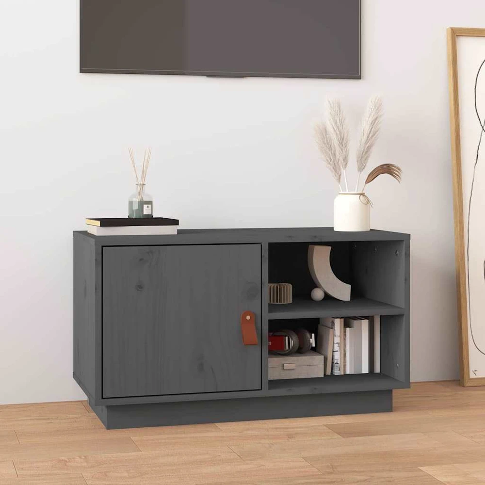 TV staliukas Televizoriaus spintelė, pilka, 70x34x40cm, pušies masyvas