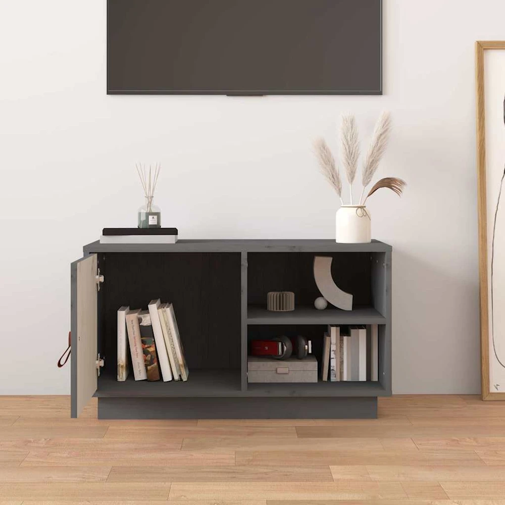 TV staliukas Televizoriaus spintelė, pilka, 70x34x40cm, pušies masyvas
