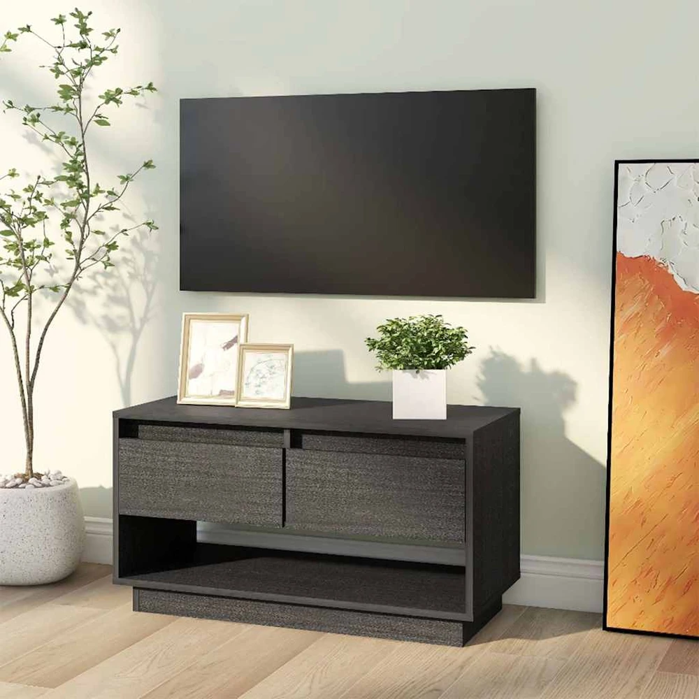 TV staliukas Televizoriaus spintelė, pilka, 74x34x40cm, pušies masyvas
