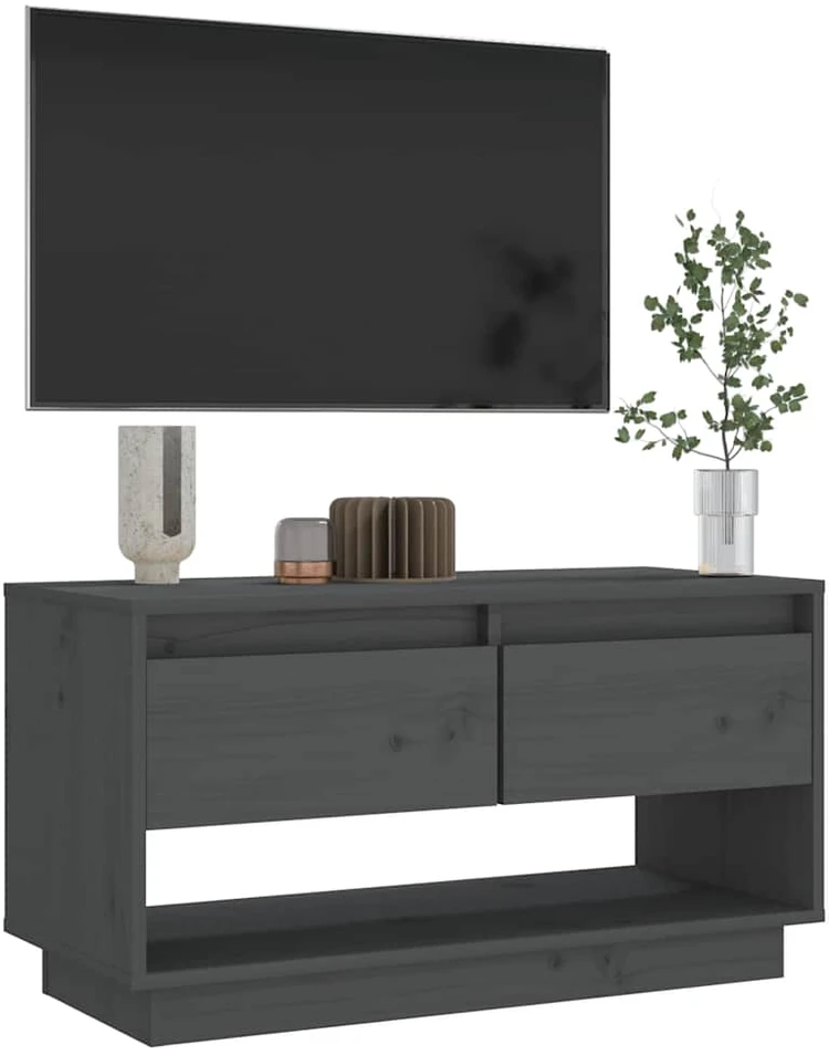 TV staliukas Televizoriaus spintelė, pilka, 74x34x40cm, pušies masyvas