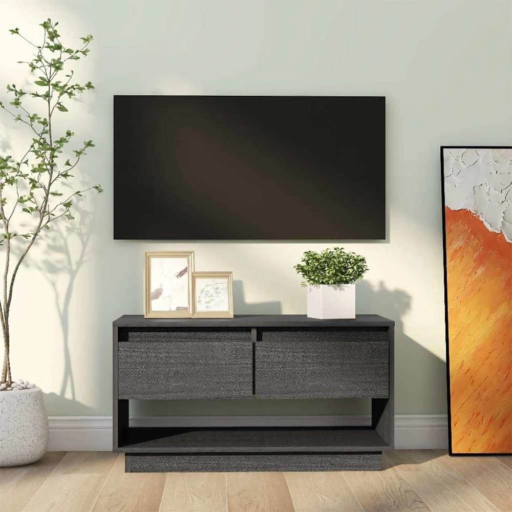 TV staliukas Televizoriaus spintelė, pilka, 74x34x40cm, pušies masyvas