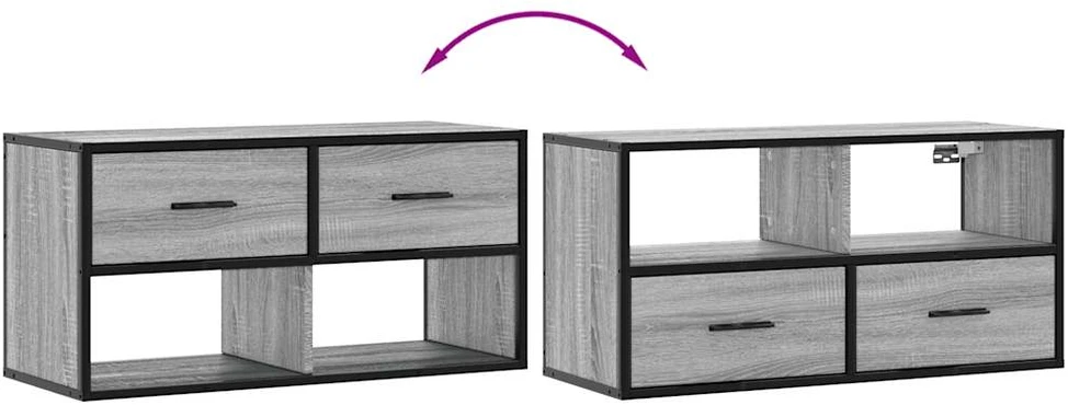 TV staliukas Televizoriaus spintelė, pilka, 80x31x39,5cm, mediena ir metalas