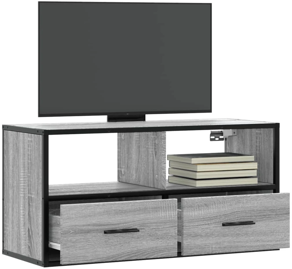 TV staliukas Televizoriaus spintelė, pilka, 80x31x39,5cm, mediena ir metalas