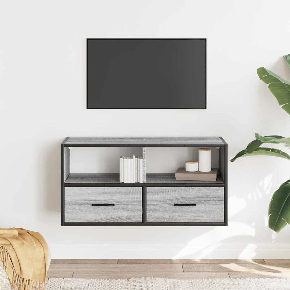 TV staliukas Televizoriaus spintelė, pilka, 80x31x39,5cm, mediena ir metalas