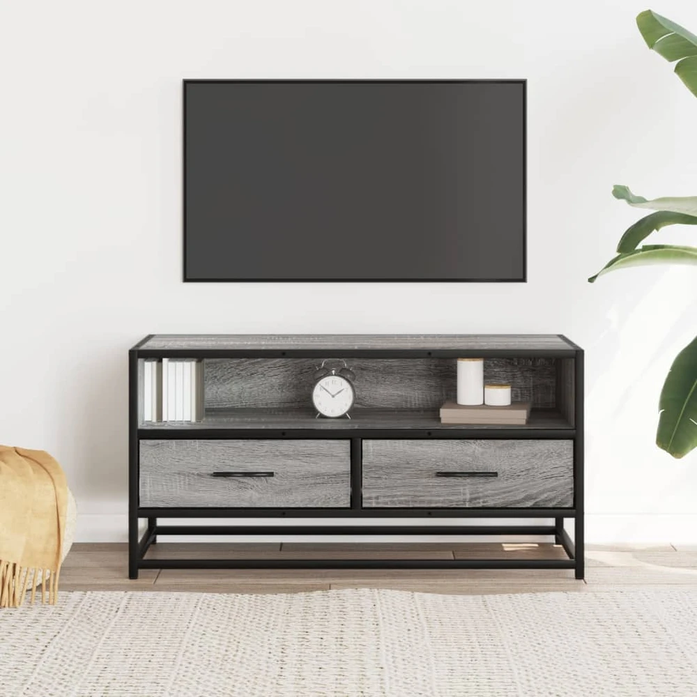 TV staliukas Televizoriaus spintelė, pilka, 80x34,5x40cm, mediena ir metalas