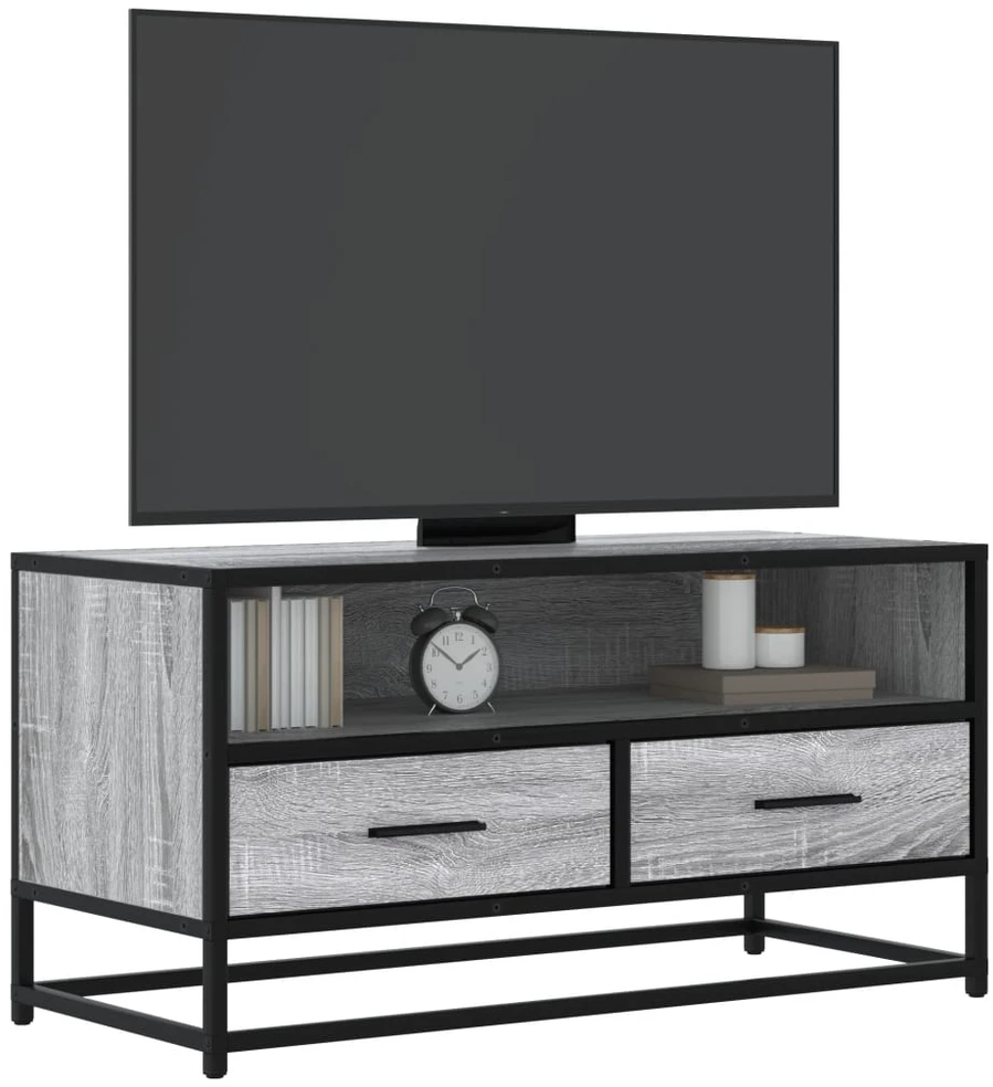 TV staliukas Televizoriaus spintelė, pilka, 80x34,5x40cm, mediena ir metalas