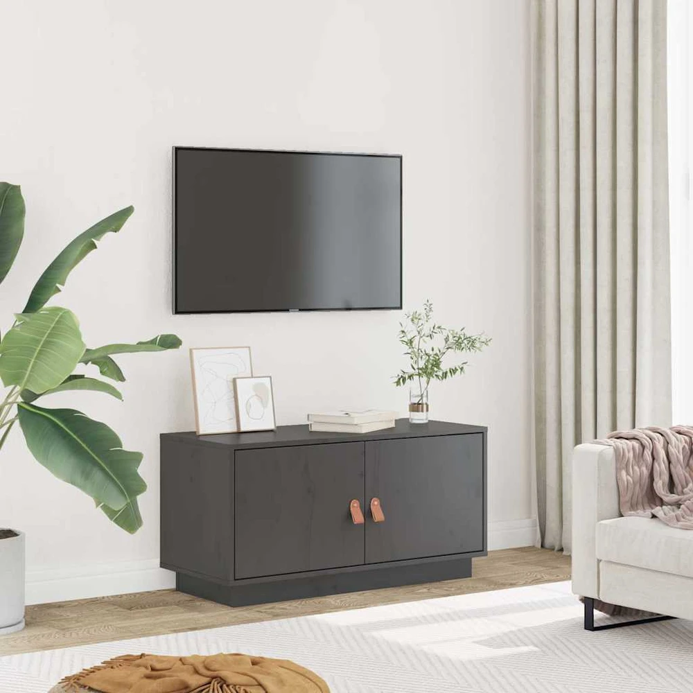 TV staliukas Televizoriaus spintelė, pilka, 80x34x40cm, pušies masyvas