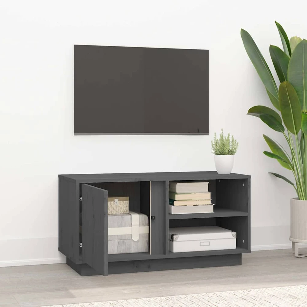 TV staliukas Televizoriaus spintelė, pilka, 80x35x40,5cm, pušies masyvas