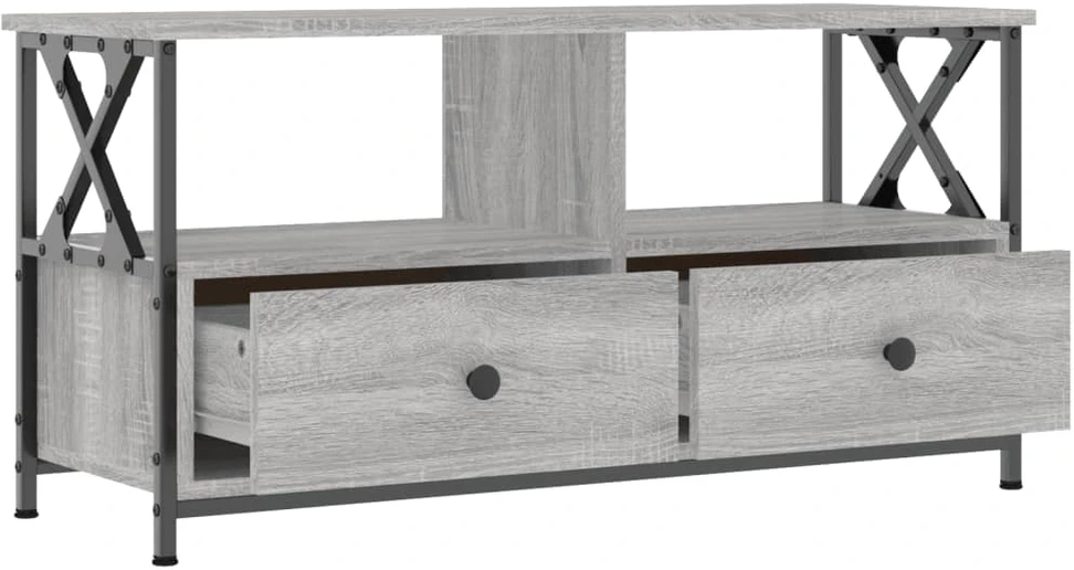 TV staliukas Televizoriaus spintelė, pilka, 90x33x45cm, mediena ir geležis