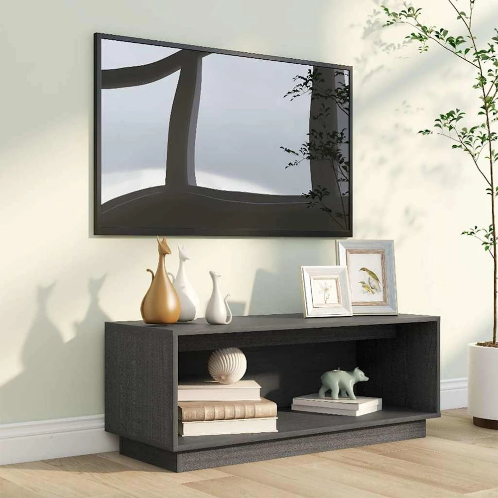 TV staliukas Televizoriaus spintelė, pilka, 90x35x35cm, pušies masyvas