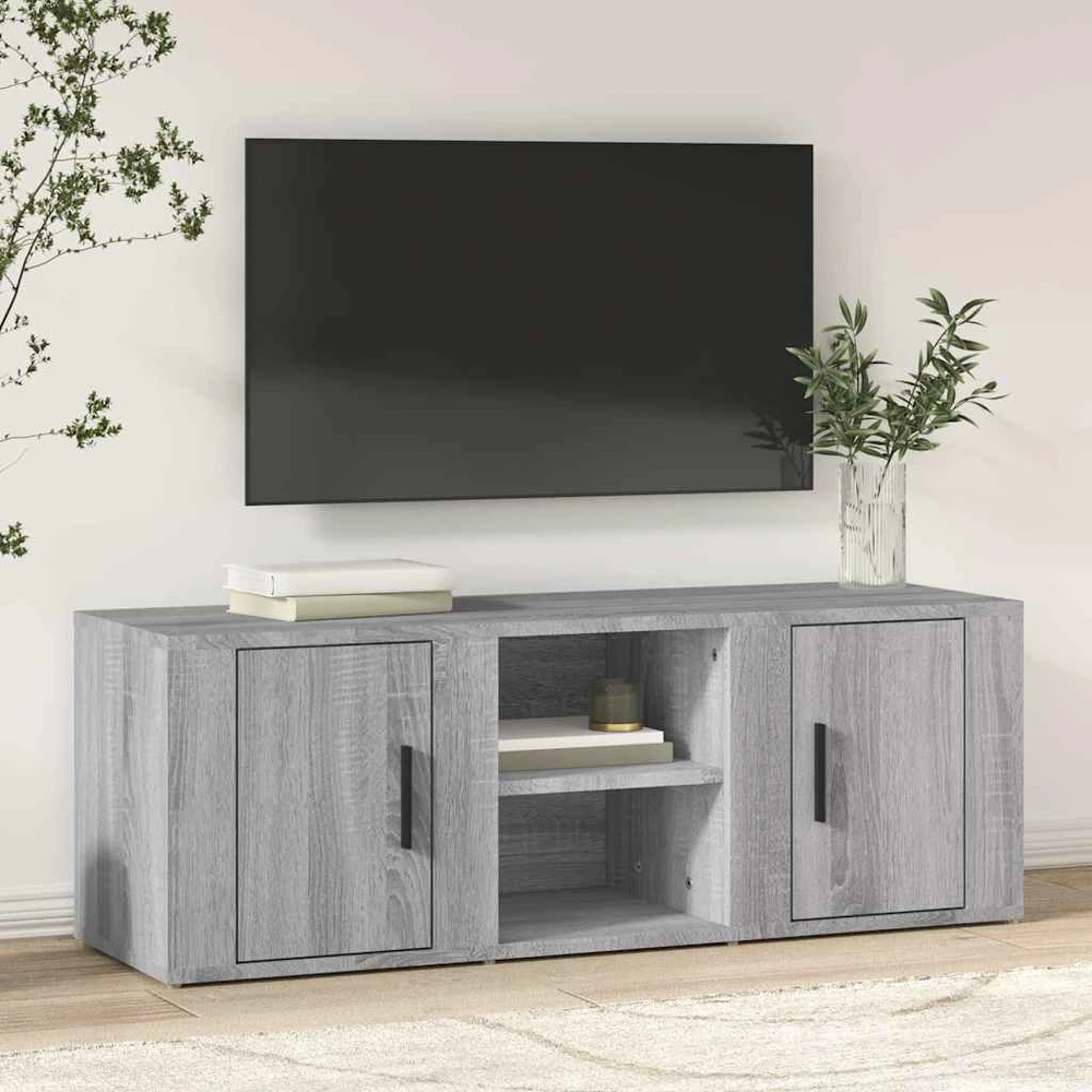 TV staliukas Televizoriaus spintelė, pilka ąžuolo, 100x31,5x35cm, mediena