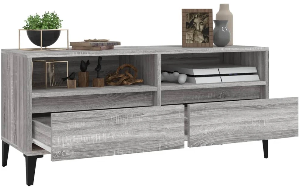 TV staliukas Televizoriaus spintelė, pilka ąžuolo, 100x34,5x44,5cm, mediena