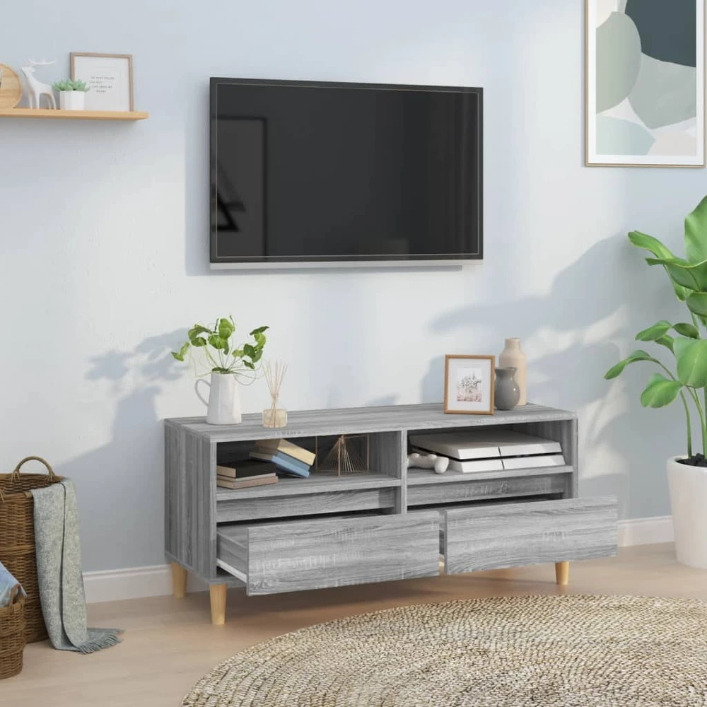 TV staliukas Televizoriaus spintelė, pilka ąžuolo, 100x34,5x44,5cm, mediena