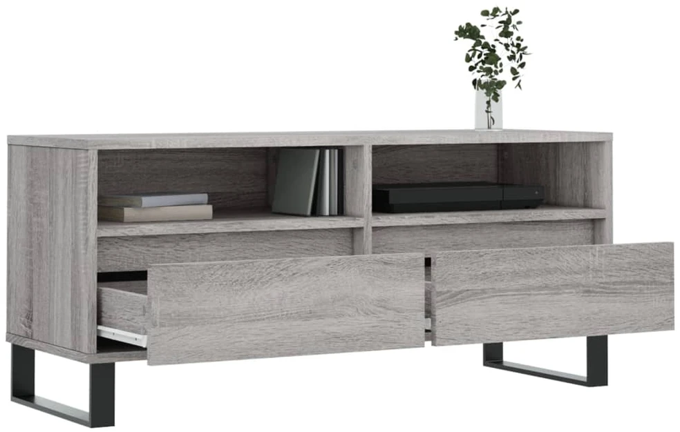 TV staliukas Televizoriaus spintelė, pilka ąžuolo, 100x34,5x44,5cm, mediena