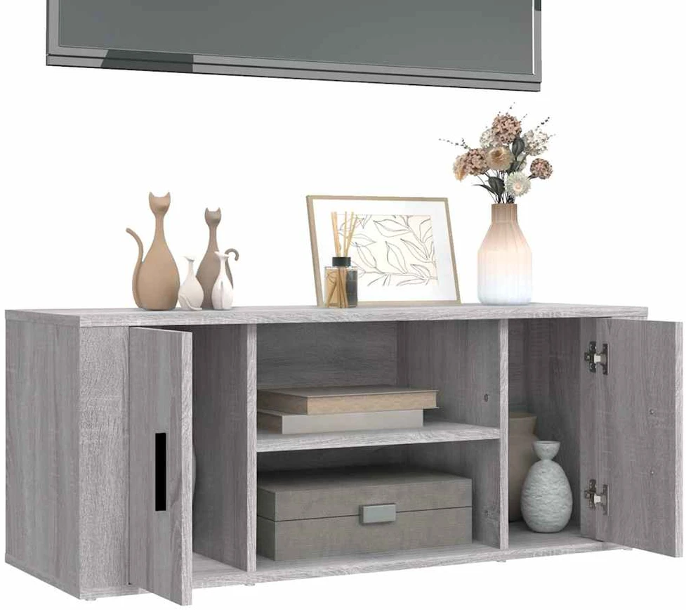TV staliukas Televizoriaus spintelė, pilka ąžuolo, 100x35x40cm, mediena