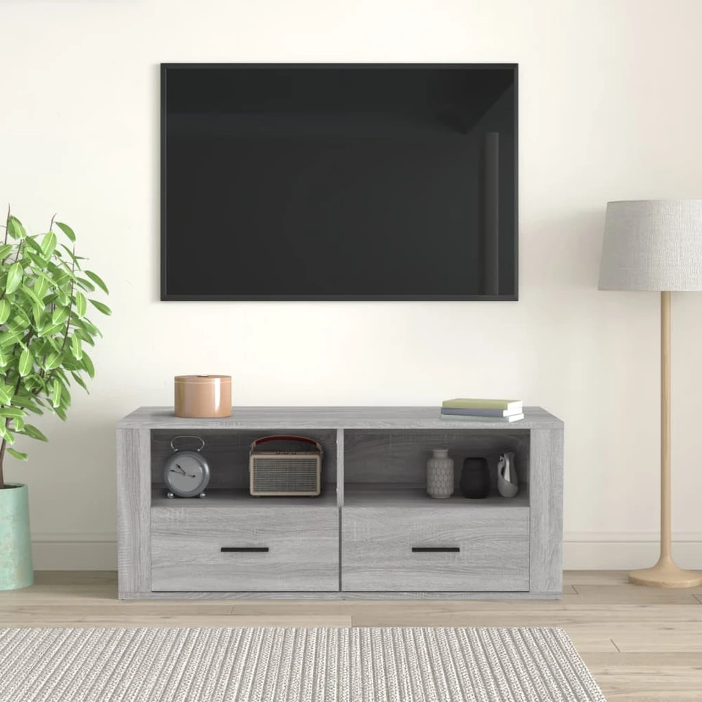 TV staliukas Televizoriaus spintelė, pilka ąžuolo, 100x35x40cm, mediena