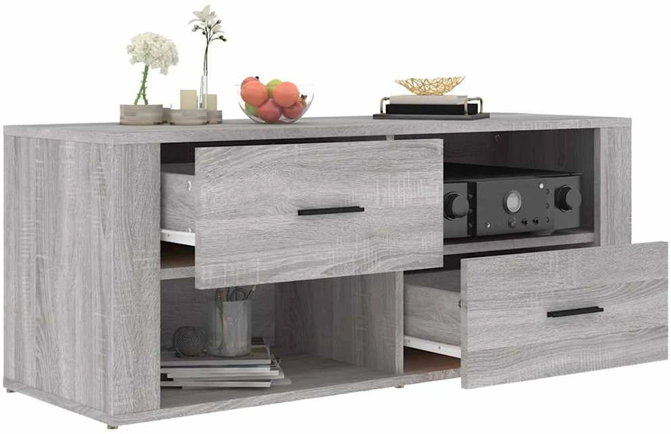 TV staliukas Televizoriaus spintelė, pilka ąžuolo, 100x35x40cm, mediena